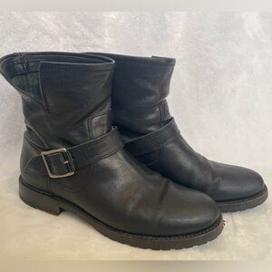 Frye Black Leather Moto Boots